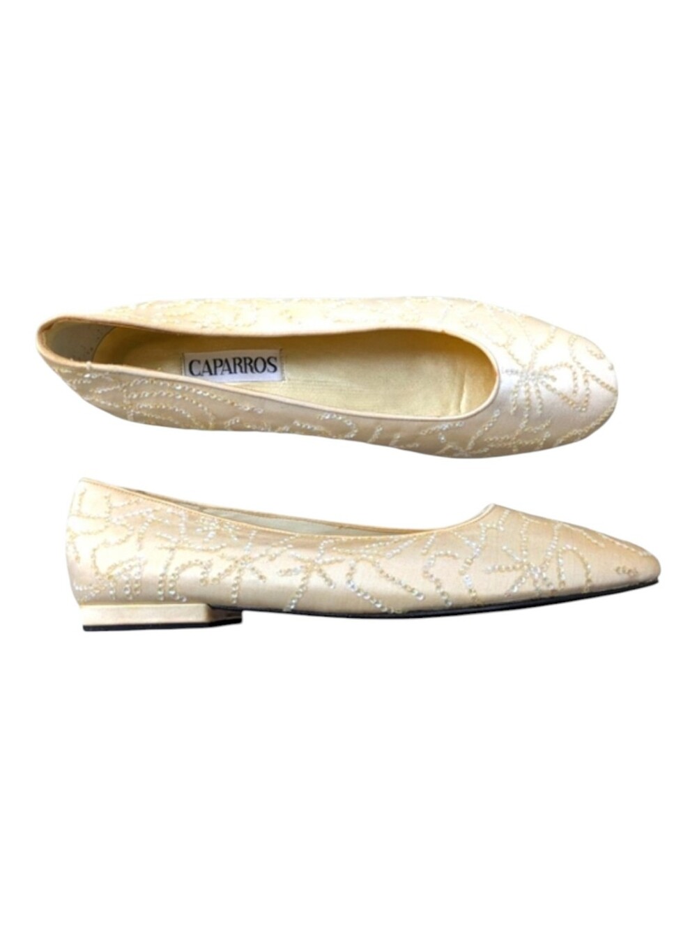 Caparros Cream Ballet Flat Iridescent Sequin Embellished Shoes Womens 11 Vintage